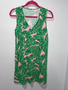 Lilly Pulitzer Green and Pink Tropical Leaf Sleeveless Swim cover up